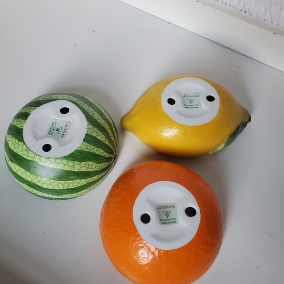 PartyLite Fruit Tealight Candleholders Lemon Orange Watermelon Set Of 3 - Picture 6 of 7